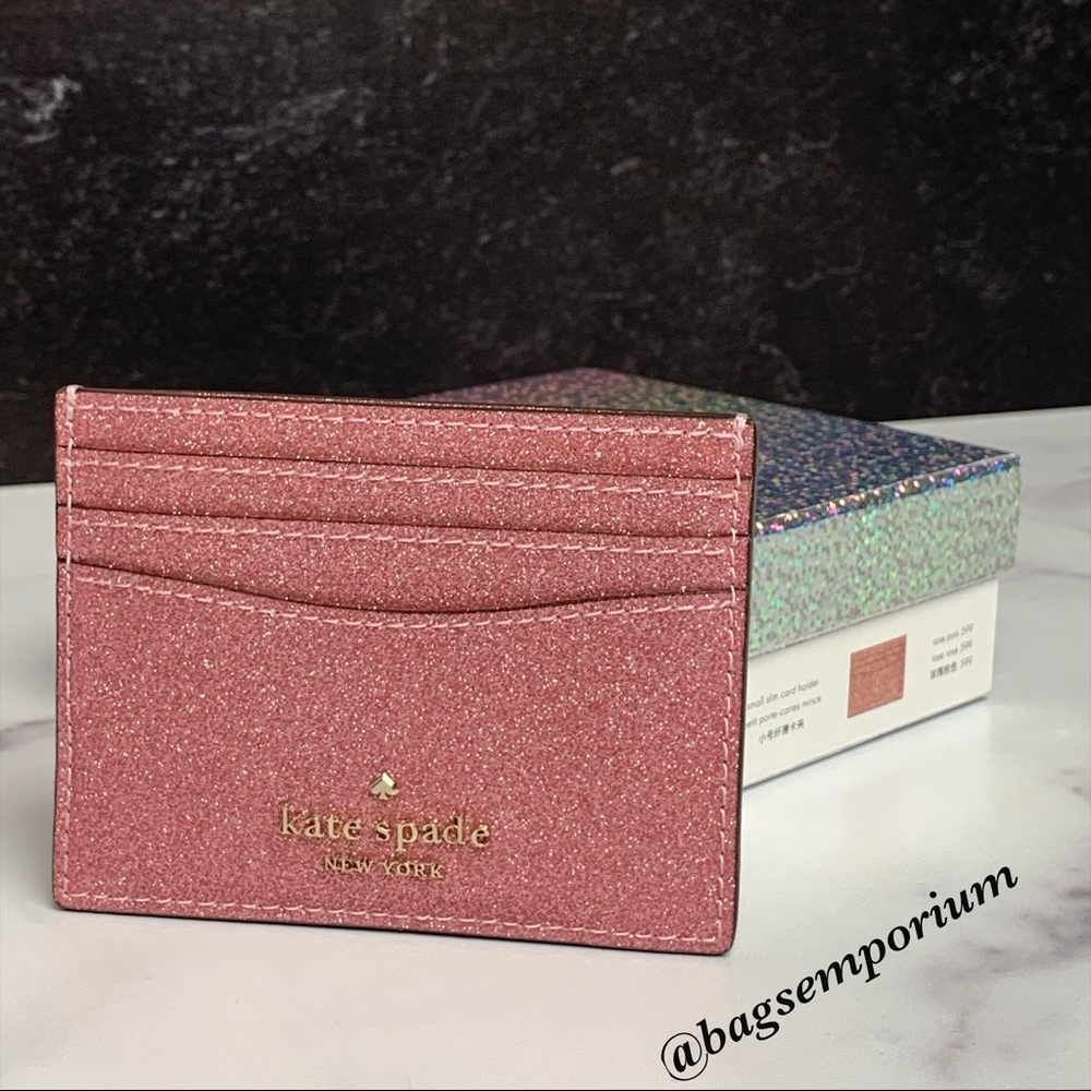 Kate Spade Pink Glitter Credit Card Case Wallet